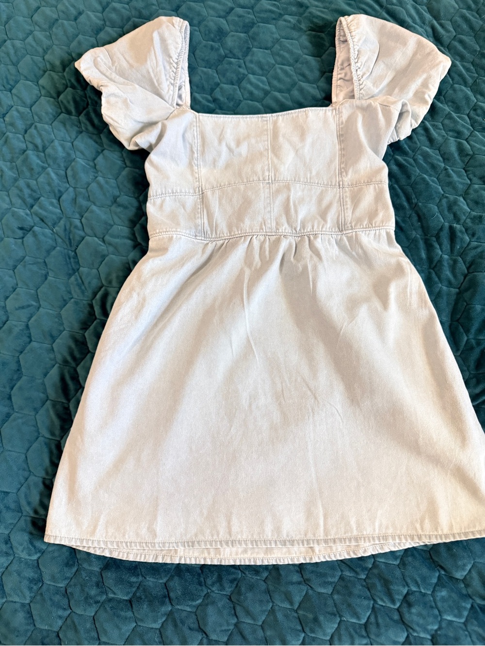Show Me Your MuMu Light Blue Denim Chambray Mini Dress Bow Eyelet Tie Medium